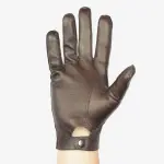 Men's Unlined Brown Leather Gloves | Classic Officer Style with Popper Wrist Fastener | Premium Comfort Leather Gloves | Elegant Design