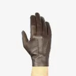 Men's Unlined Brown Leather Gloves | Classic Officer Style with Popper Wrist Fastener | Premium Comfort Leather Gloves | Elegant Design