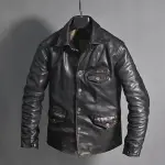 Men's 80s Style Motorcycle Leather Jacket: Genuine Distressed Black Biker Coat | Vintage Fashion Leather Jacket | Perfect Gift for Him