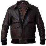 Men's Brown Cowhide Leather Bomber Jacket: Military Style Aviation Coat | Real Leather Flight Jacket | Classic Bomber Design | Perfect Gift