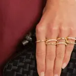 Luxurious Interlocking CZ Gold Bands | Multi-Layer Connected Ring Set | Chunky Statement Link Design | Modern Fashion Jewelry | Perfect Gift for Her