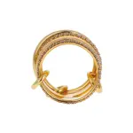 Luxurious Interlocking CZ Gold Bands | Multi-Layer Connected Ring Set | Chunky Statement Link Design | Modern Fashion Jewelry | Perfect Gift for Her