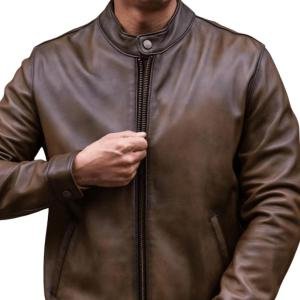 Men's Antique Brown Racer Jacket: Premium Lambskin Motorcycle Coat | Handcrafted Racing Style | Luxury Leather Outerwear | Classic Design