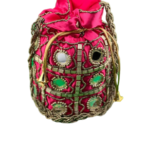 Mirror Work Potli Bag: Traditional Indian Ethnic Handbag | Handcrafted Wedding & Party Purse | Authentic Mirror Embroidery | Luxury Gift for Women