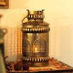 Iron Antique Oil Lantern | Traditional T-Light Holder | Vintage Style Lamp | Classic Home Decor | Rustic Light Display