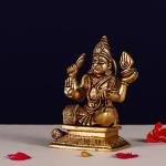 5" Brass Four-Handed Meditating Hanuman Idol | Sacred Dhyan Murti | Divine Temple Art