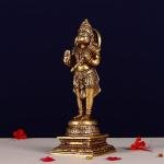 Brass Hanuman Idol in Standing Position - 9.6" Pure Brass Sculpture, Symbol of Strength & Devotion