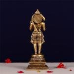 Brass Hanuman Idol in Standing Position - 9.6" Pure Brass Sculpture, Symbol of Strength & Devotion