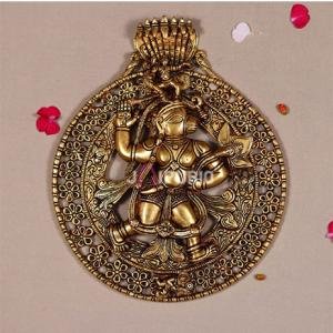 12" Brass Wall Hanging Hanuman Idol - Pure Brass Sculpture, Embodiment of Strength & Devotion