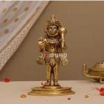 9 Inch Brass Hanuman Idol - Pure Brass Sculpture, Symbol of Strength