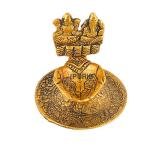 Lakshmi Ganesh Gold Plated Hand Diya | Divine Aluminum Oil Lamp | Prosperity Blessing Light | Festival Gift Collection | Sacred Decor