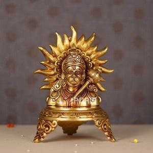 9.5 Inch Brass Hanuman Idol Bust - Pure Brass Sculpture, Embodiment of Strength & Devotion