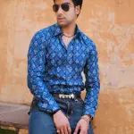 Sanganeri Printed Navy Blue Cotton Shirt | Traditional Block Print, Premium Quality | Handcrafted Rajasthani Design | S to XXL | Shop Now