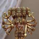 11.7 Inch Brass Panchmukhi Hanuman Idol - Pure Brass Five-Faced Hanuman Sculpture