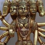 11.7 Inch Brass Panchmukhi Hanuman Idol - Pure Brass Five-Faced Hanuman Sculpture