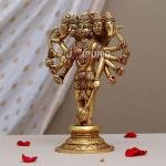 11.7 Inch Brass Panchmukhi Hanuman Idol - Pure Brass Five-Faced Hanuman Sculpture