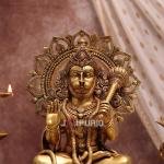 18" Pure Brass Blessing Hanuman Idol | Majestic Temple Murti | Divine Grace Statue