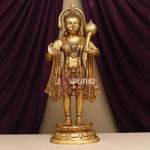 27" Pure Brass Blessing Hanuman Idol | Majestic Temple Murti | Divine Grace Statue