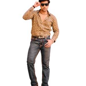 Cedar Brown Sanganeri Zigzag Print Shirt - Premium Dynamic Heritage | Jaipurio