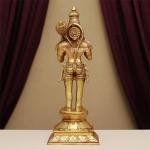 16" Pure Brass Blessing Hanuman Idol | Sacred Temple Murti | Divine Grace Statue