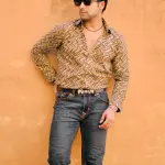 Handcrafted Cedar Brown Sanganeri Zigzag Print Shirt | Traditional Block Print, Cotton Comfort | Modern Rajasthani Design | S to XXL | Premium Menswear