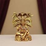 5.5" Pure Brass Meditation Hanuman Idol | Sacred Tree Background | Divine Grace Statue