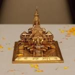 5" Pure Brass Ram Mandir Model | Sacred Temple Replica | Divine Architecture