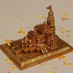 5" Pure Brass Ram Mandir Model | Sacred Temple Replica | Divine Architecture