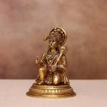 7" Pure Brass Blessing Hanuman Idol | Sacred Temple Murti | Divine Grace Statue