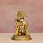 7" Pure Brass Blessing Hanuman Idol | Sacred Temple Murti | Divine Grace Statue