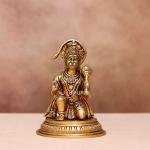 7" Pure Brass Blessing Hanuman Idol | Sacred Temple Murti | Divine Grace Statue