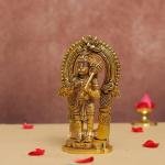 8.5" Pure Brass Blessing Hanuman Murti | Sacred Temple Murti | Divine Grace Statue