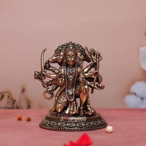 4.5" Pure Brass Panchmukhi Hanuman Idol | Five-Faced Divine Murti | Sacred Grace Statue